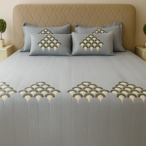 Dark Grey Embroidered Bedcover Set