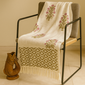 Handwoven Cotton Throw Blanket with Tassels