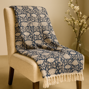 Handwoven Cotton Throw Blanket with Tassels