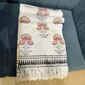 Handwoven Cotton Throw Blanket with Tassels