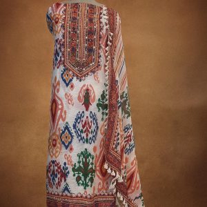 "Boho Bloom" – Multicolor Printed Muslin Unstitched Suit
