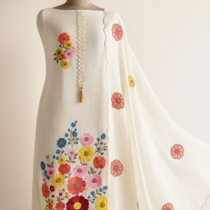 Phoolwari Charm – White Organza Floral Magic