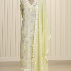 Vrinda Vastra - Pastel Green Unstitched Suit