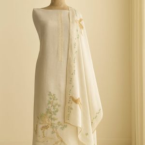Ivora - Ivory Chanderi Unstitched Suit