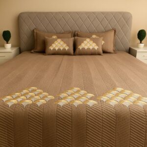 Brown Embroidered Bedcover Set