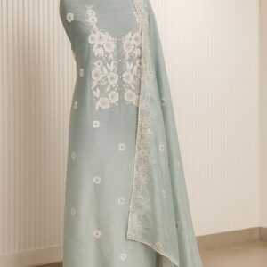 Blush Breeze - Pastel Blue Tissue Unstitched Suit