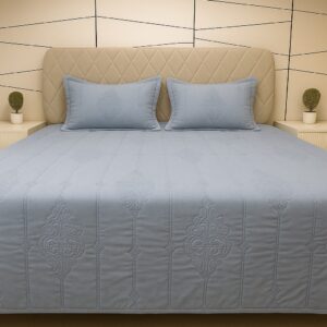 Embroidered Flower quilted Bedcover