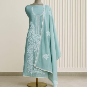 Phoolvika - Blue Tissue Unstitched Suit
