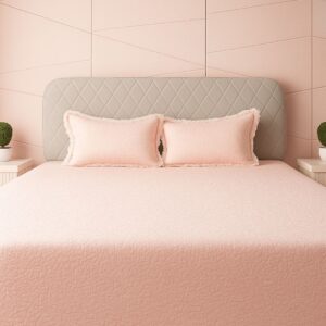Feather Beige Frill Bedcover