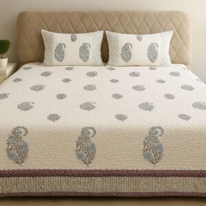 White cotton quilted bedcover