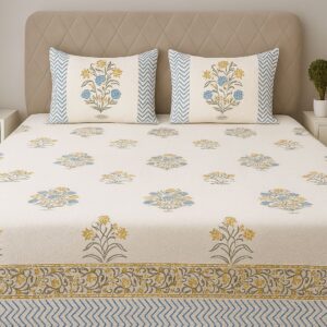 Handcrafted Jacquard Block Print Bedcover