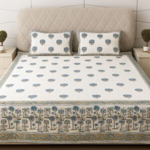 Handcrafted Jacquard Block Print Bedcover