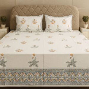 Cotton Block Print Bedsheet