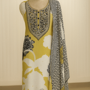 Bloom in Sunshine - Sunny yellow Muslin Unstitched Suit